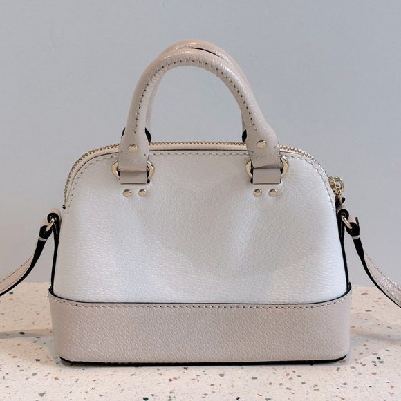 Kate Spade Mini Bag Handbag Crossbody or Carry‎ Satchel Purse White/Tan Leather - Picture 5 of 14